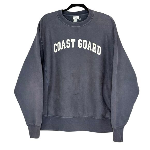 Champion Reverse Weave Coastguard Mens Navy Blue Sweatshirt Vintage Size L - Picture 1 of 5